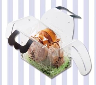 画像1: 焼き菓子入れに！ハンドル付きのバッグ型　PET　115ｘ70ｘH80ｍｍ　200個入/cs　（GB-100シュシュ）