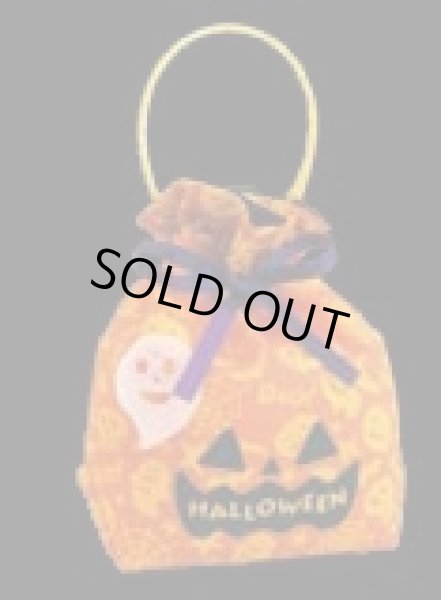 画像1: ハロウィン用　パンプキンリボンバッグ　ポップ柄　ＬA３２２　20枚入 (1)
