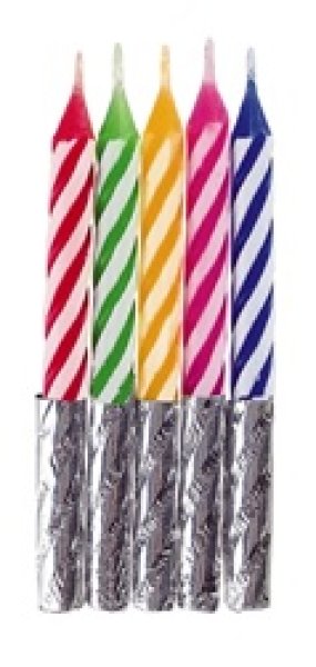 画像1: キャンドル５本K　高さ6.5ｃｍのストライプキャンドル　S-1105　100袋入 (1)