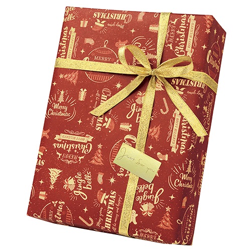 画像: クリスマス用包装紙　10枚ロール 　コルテスレッド 全判　品番：49-4665